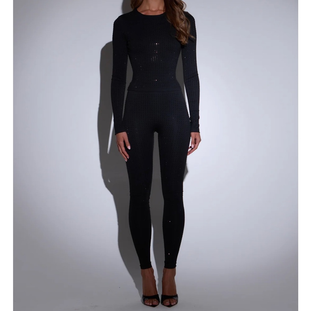 Sla the Label Black Nola Diamante leggings and matching shirt